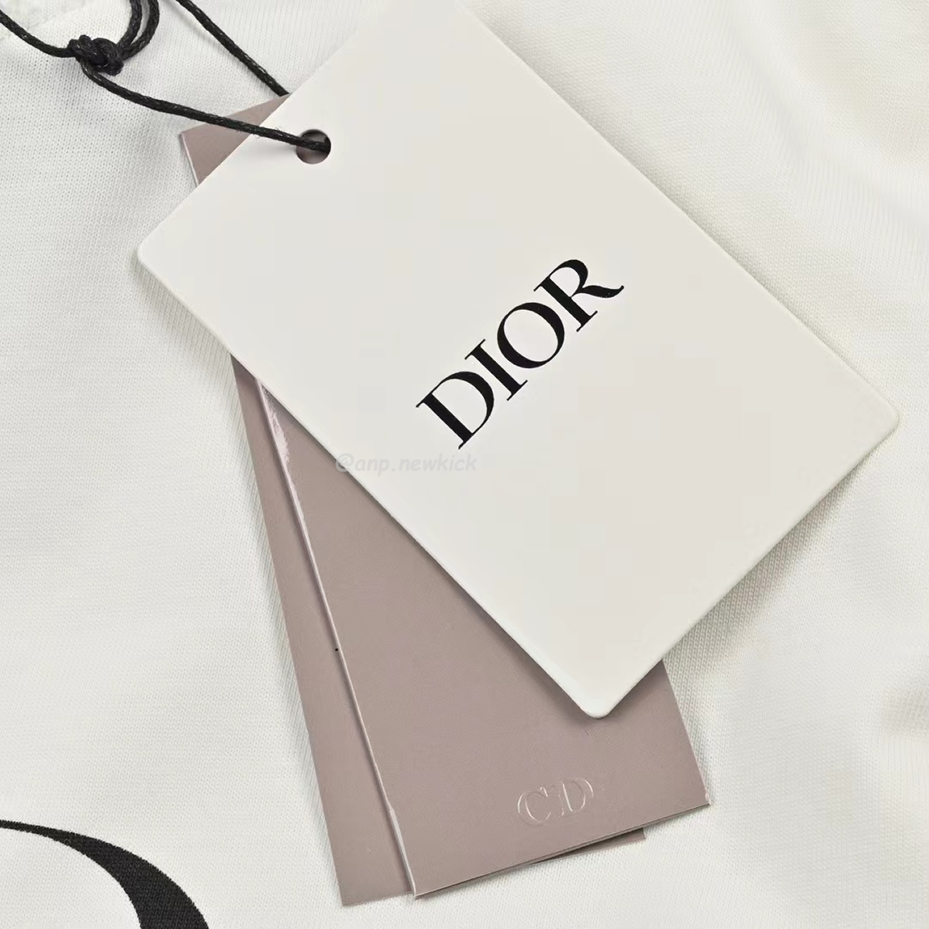 Dior Wide Body Bamboo Pure Cotton Plain Weave Fabric T Shirt White Navy (6) - www.newkick.vip